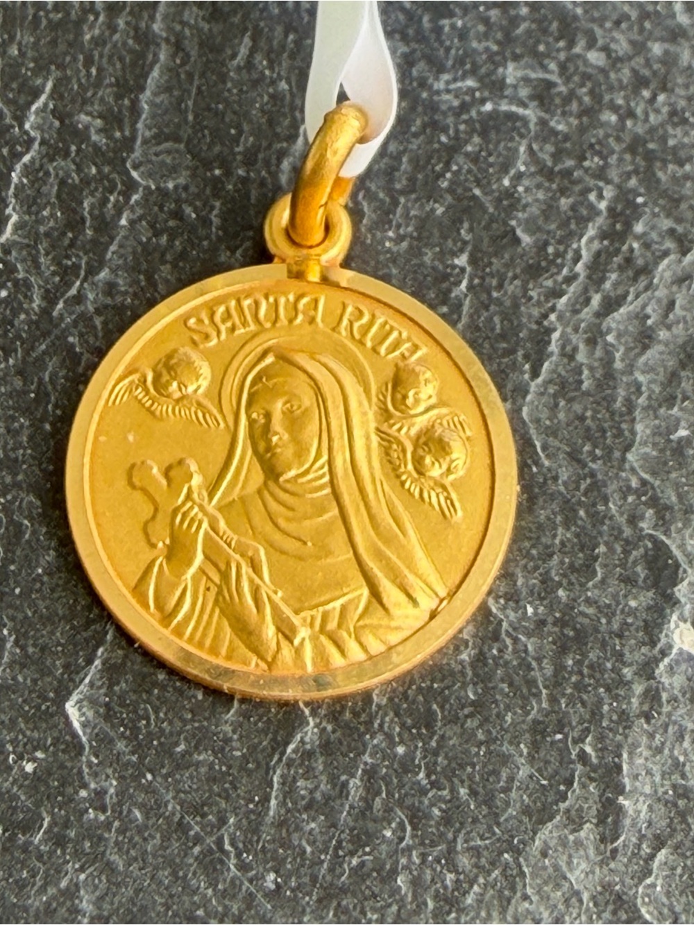 18kt Yellow Gold Santa Rita Medal Pendant - Women Jewelry